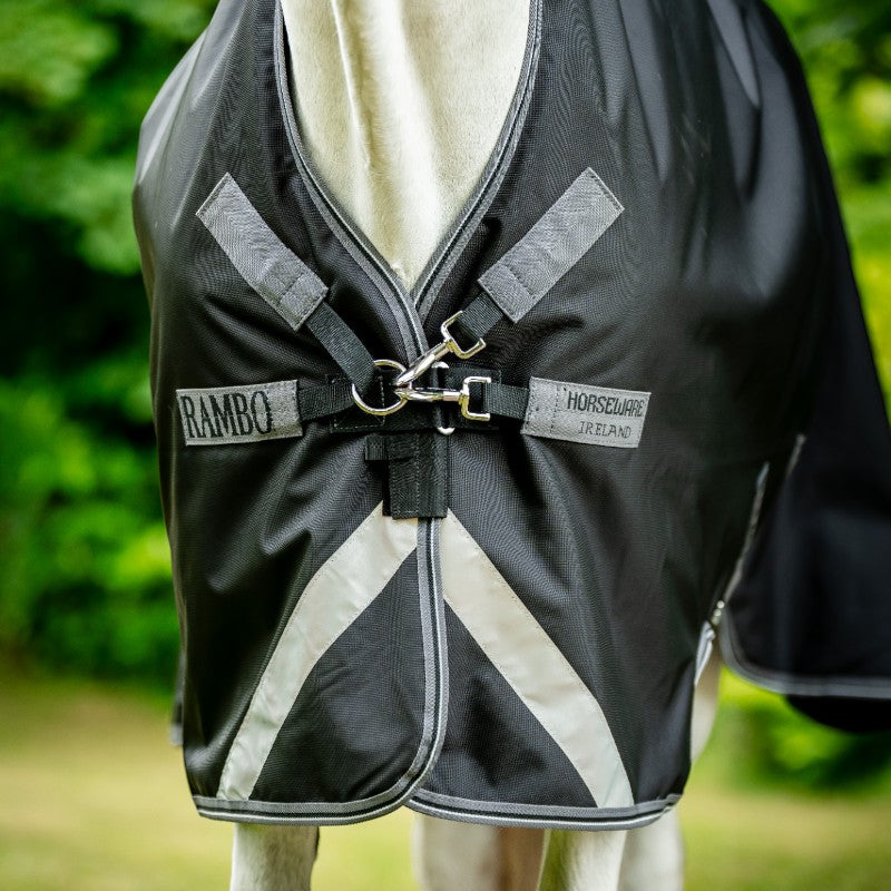 Horseware - Couverture d'extérieur Rambo Wug Lite noir/ thunderstorm grey/ argent 0g