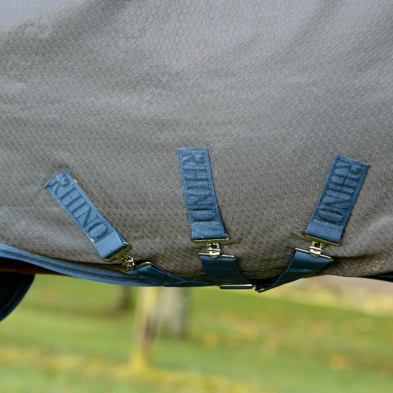 Horseware - Couverture d'extérieur Rhino Plus HexStop gris/ indigo 100g | - Ohlala