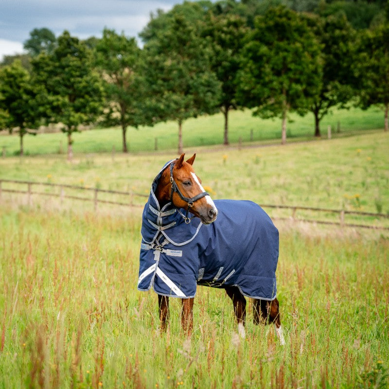 Horseware - Couverture d'extérieur Rhino Plus Turnout marine/ titanium grey/ classic blue 250g