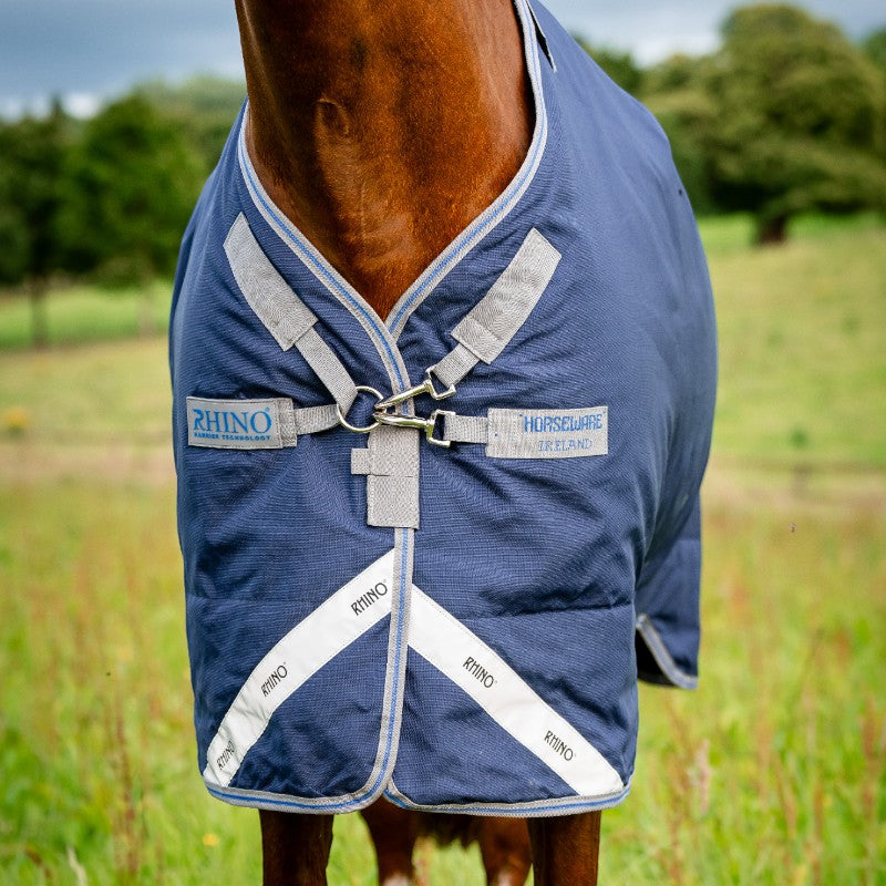 Horseware - Couverture d'extérieur Rhino Plus Turnout marine/ titanium grey/ classic blue 250g