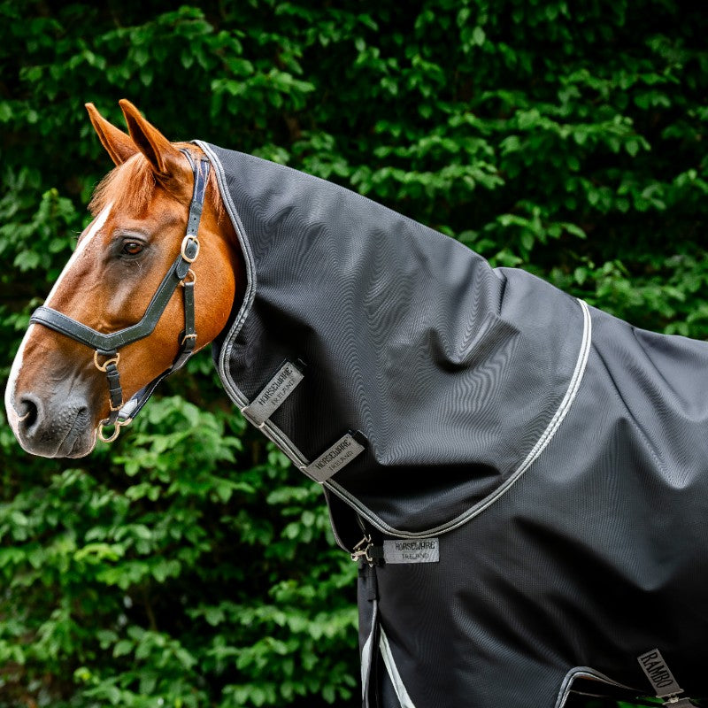 Horseware - Couvre-cou Rambo Supreme noir/ thunderstorm grey/ argent 250g