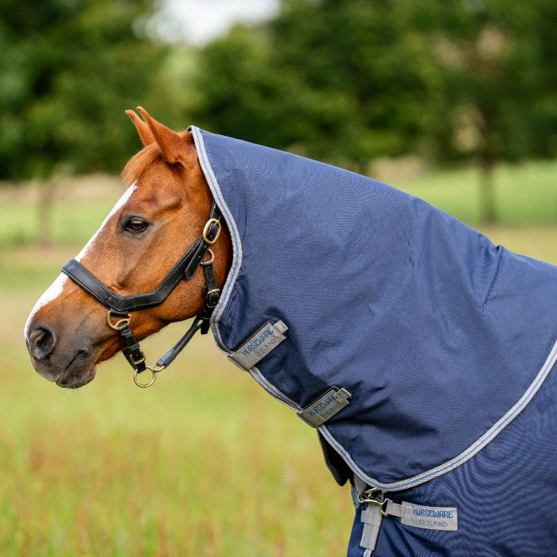 Horseware - Couvre-cou Rhino Turnout Hood marine/ titanium grey/ classic blue 150g