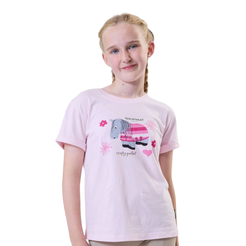 Horseware - Kurzarm T-Shirt für Kinder Crafty Pony rosa 