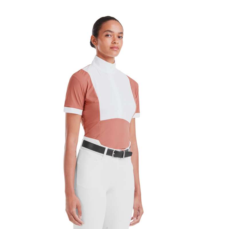 Horse Pilot - Damen Turniershirt mit kurzen Ärmeln Monica Ziegelstaub 