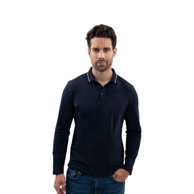 Harcour - Herren Langarm Polo Malik marine 