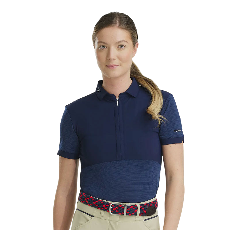 Horse Pilot - Aeromesh navy women's riding polo shirt