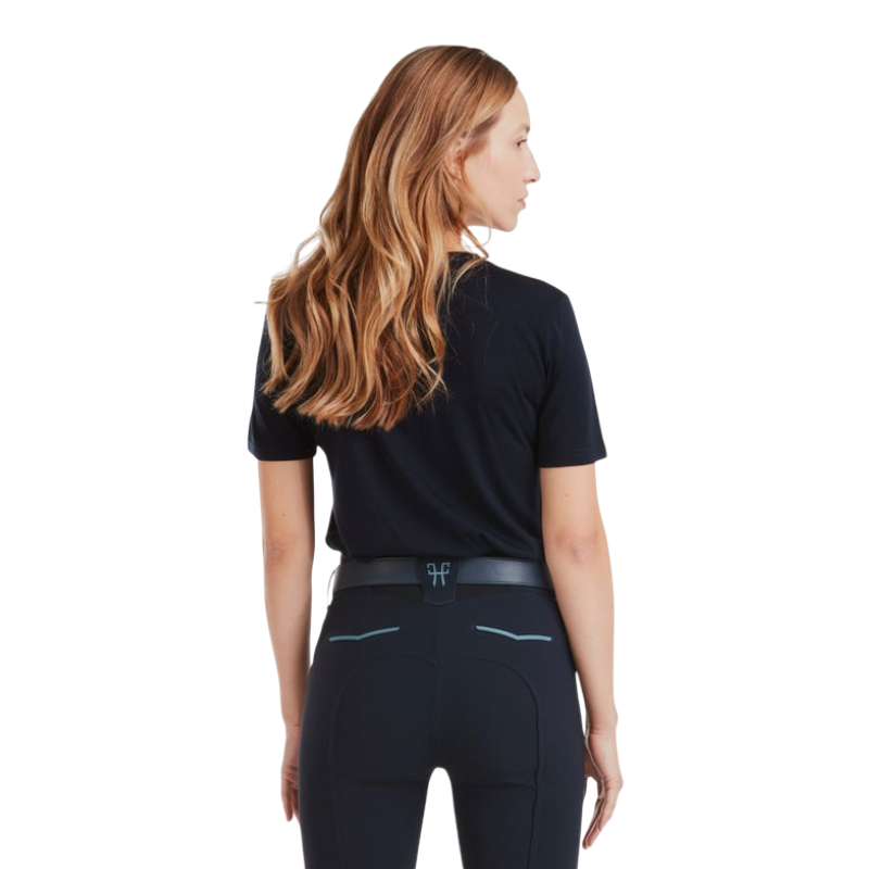 Horse Pilot - Damen T-Shirt mit kurzen Ärmeln Merinos dunkle Nacht 