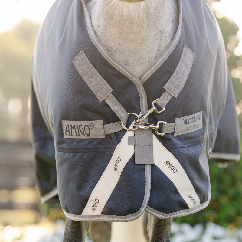 Horseware - Außenabdeckung Amigo Bravo Plus Pony Turnout marine/ titan grau/ silber 50g 
