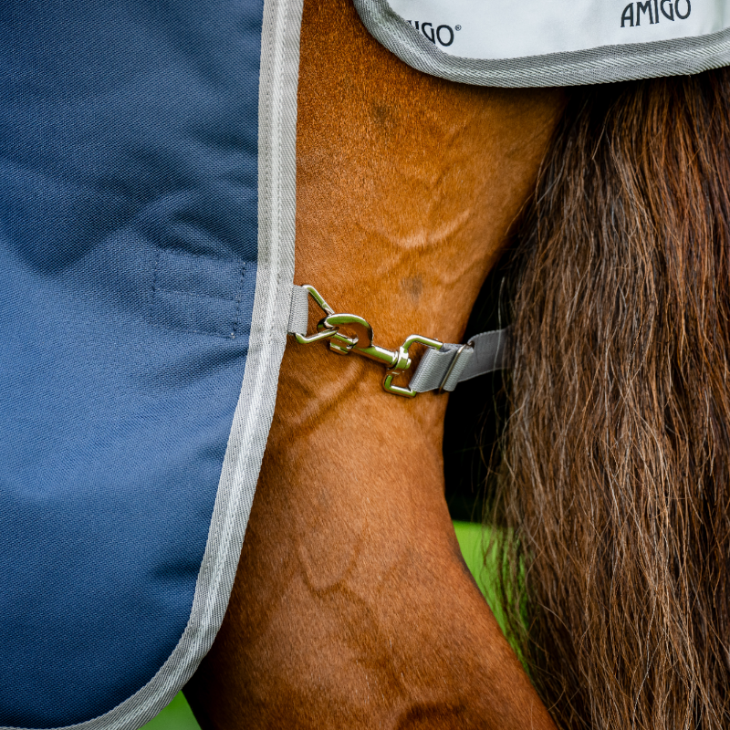 Horseware - Buitenbedekking Amigo Bravo Plus Turnout marine/ titanium grijs/ zilver 50g 