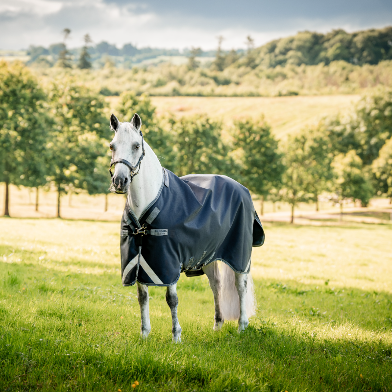 Horseware - Außenabdeckung Rambo Turnout VL marine/ Gewittergrau/ Silber 250g 