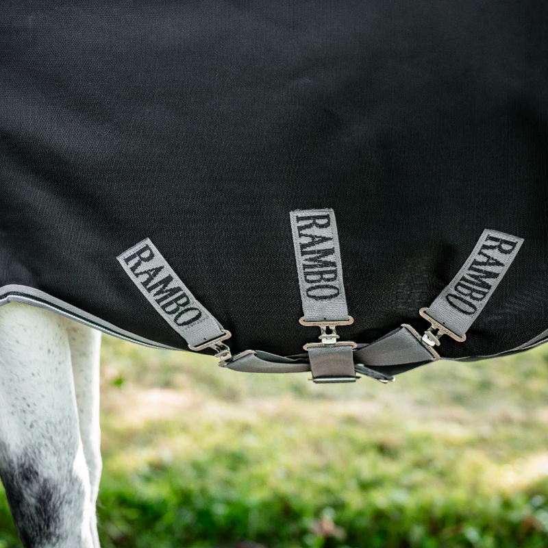 Horseware - Buitenbedekking Rambo Turnout VL zwart/ onweer grijs/ zilver 250g 