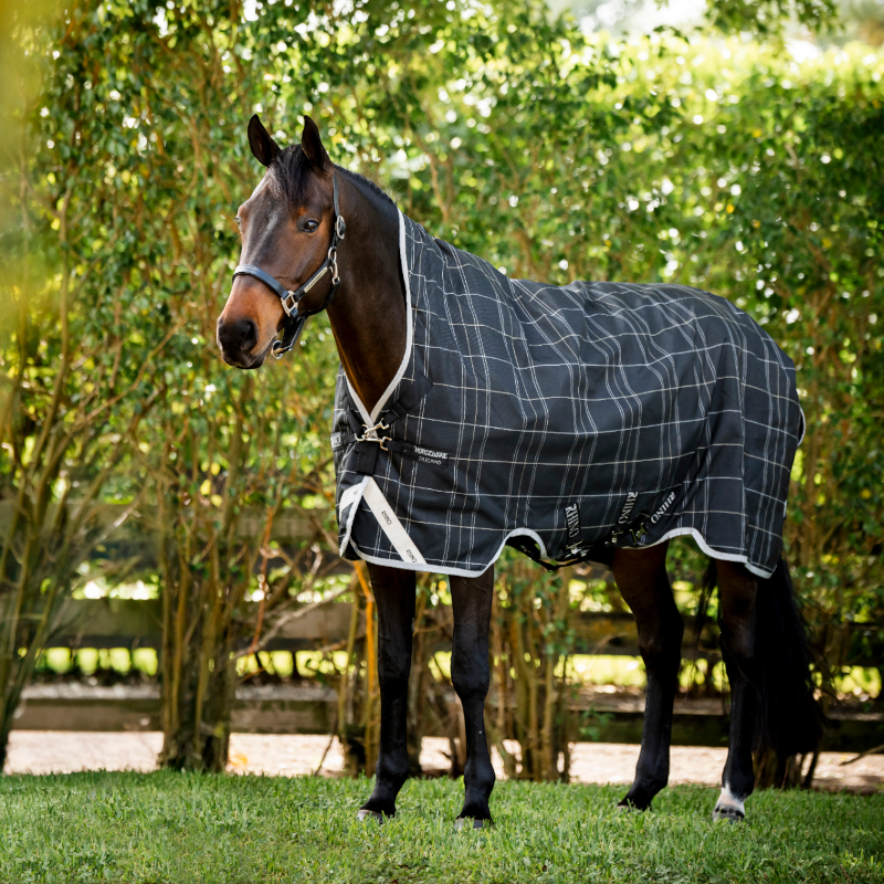 Horseware - Rhino Wug Turnout Decke schwarz/ grau/ weiß kariert 100g 