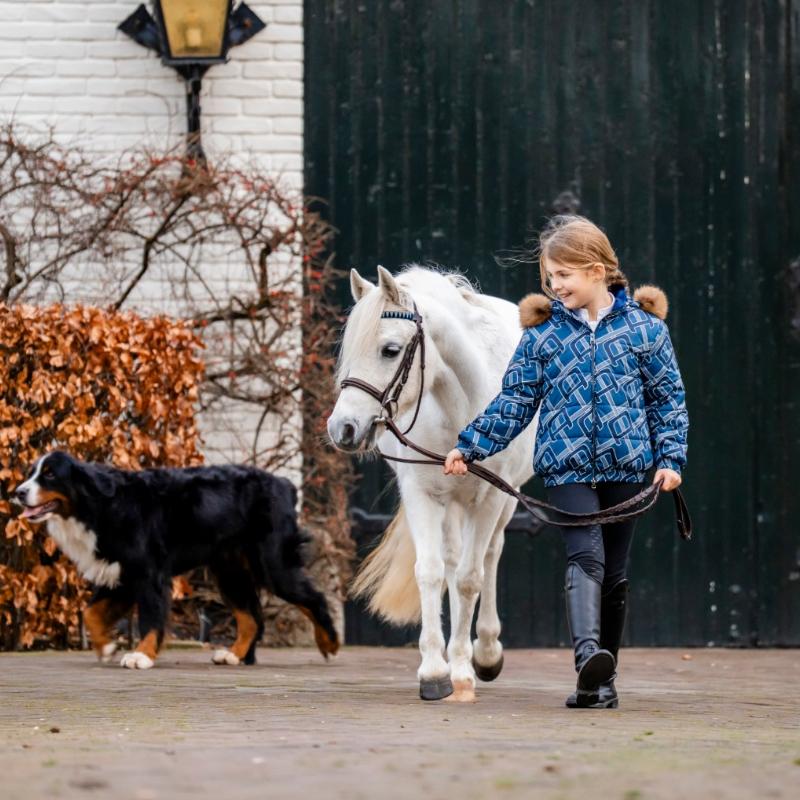 Horseware - Doudoune matelassé à capuche enfant Zia marine | - Ohlala