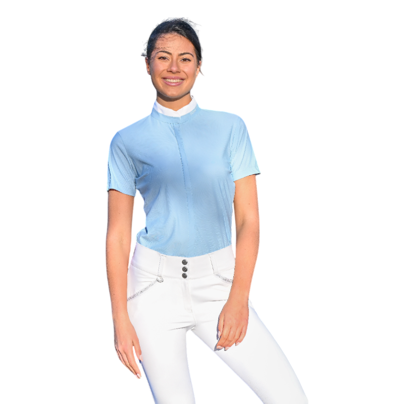 Jump'In - Damen Kurzarmbluse Emma Himmelblau 
