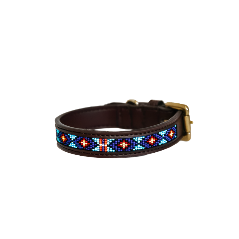 Kentucky Dogwear - Blaues handgefertigtes Hundehalsband mit Perlen