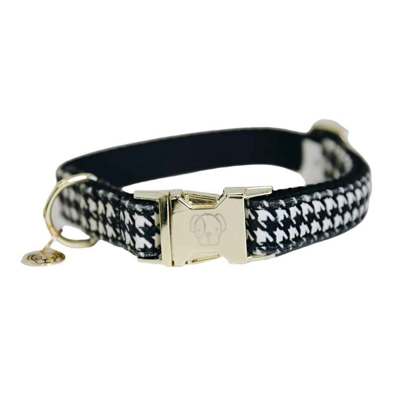 Kentucky Dogwear – Schwarzes Hundehalsband mit Hahnentrittmuster