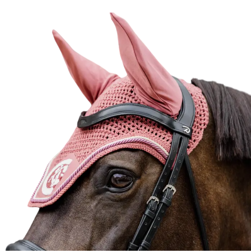 Kentucky Horsewear - Bonnet anti-mouches Wellington 3D Logo corde fuchsia