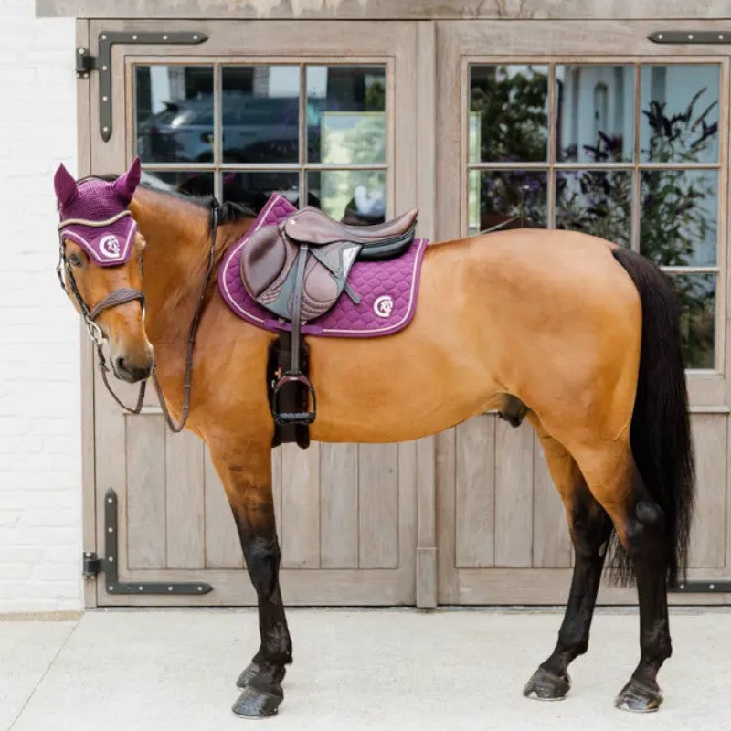 Kentucky Horsewear - Bonnet anti-mouches Wellington 3D Logo corde mauve
