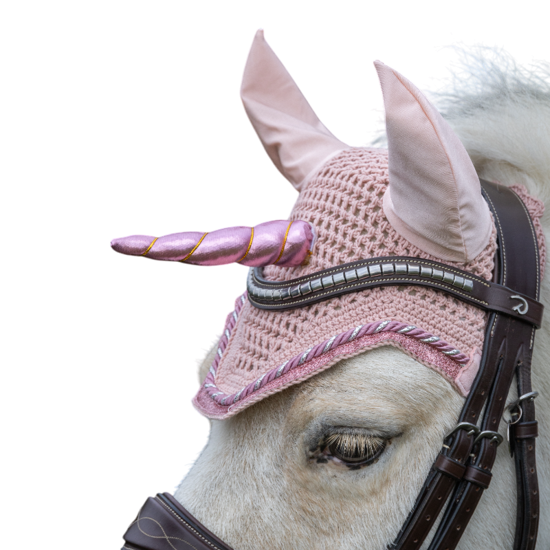 Kentucky Horsewear - Wellington Hoofdband tegen vliegen Eenhoorn met glitters zachtroze 