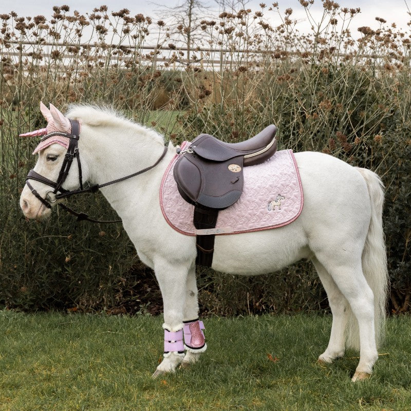 Kentucky Horsewear - Wellington Hoofdband tegen vliegen Eenhoorn met glitters zachtroze 