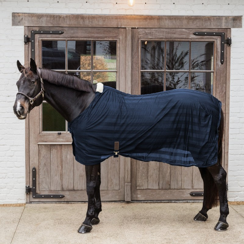 Kentucky Horsewear - Lichte gestreepte marine vliegenkap 