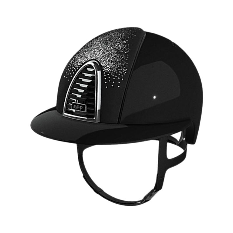 KEP - Casque d'équitation Cromo 2 polish black suédine avec brillants visière polo