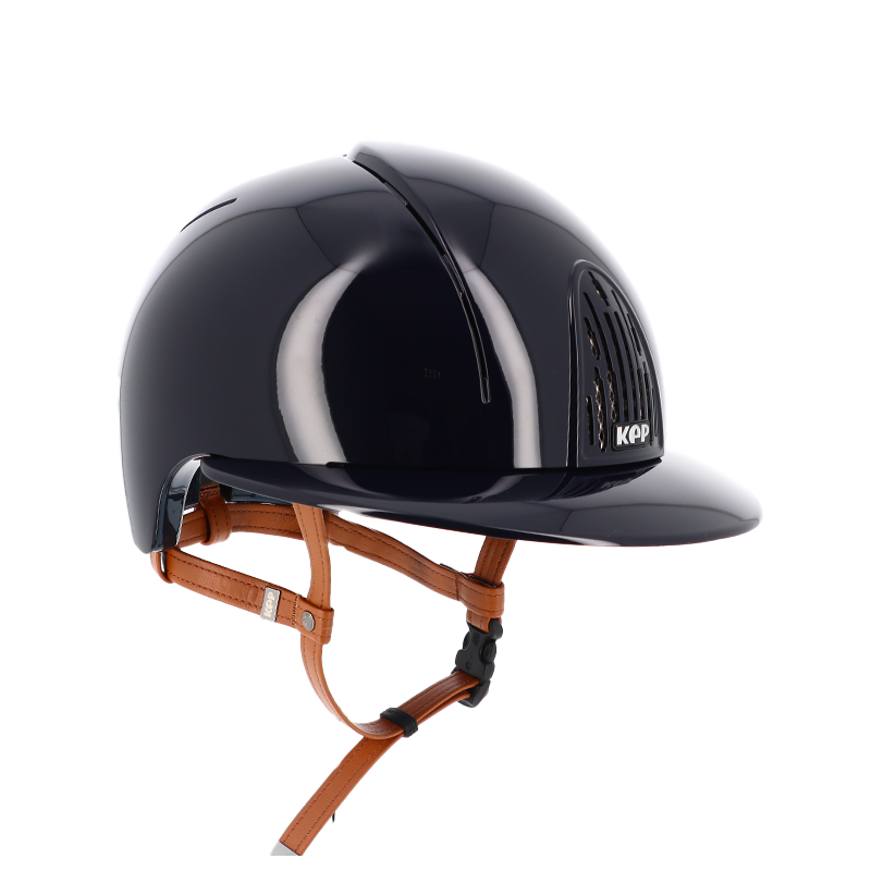 KEP - Casque d'équitation Smart Polish blue visière polo jugulaire beige