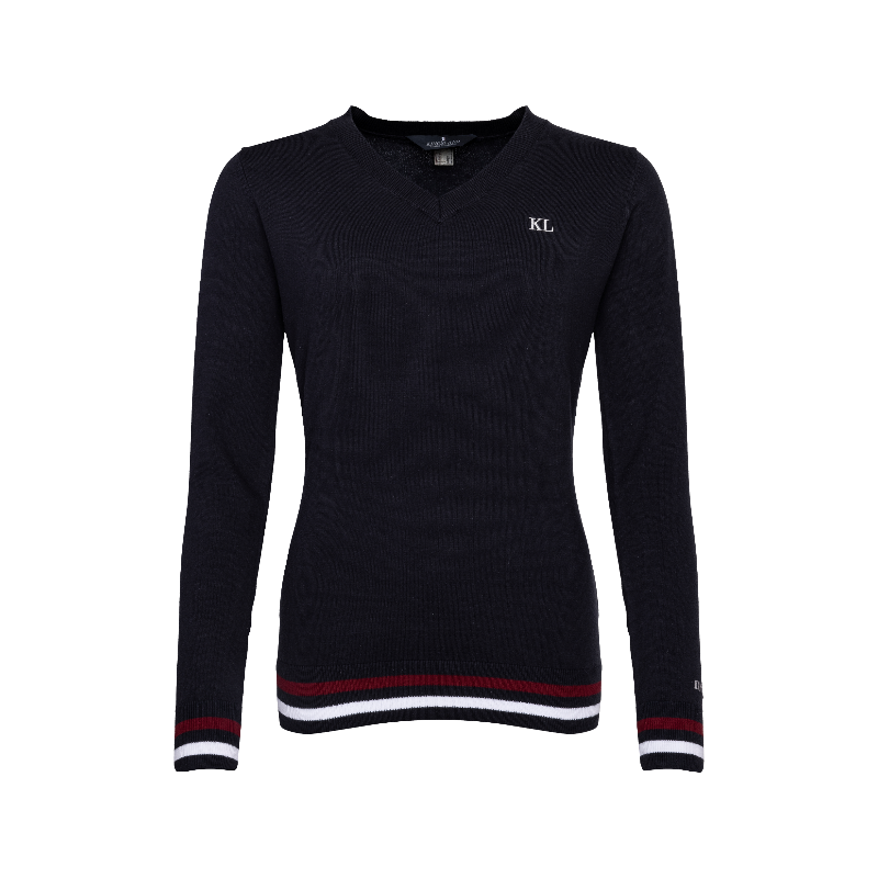 Kingsland - Pull manches longues col V femme Classic tricot marine | - Ohlala