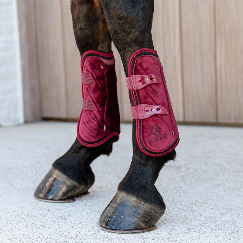 Kentucky Horsewear - Guêtres ouvertes Bamboo Elastic Velvet bordeaux | - Ohlala