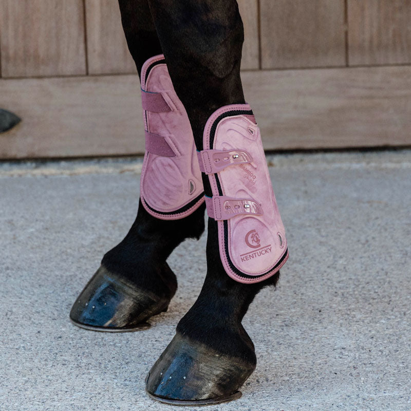 Kentucky Horsewear - Guêtres ouvertes Bamboo Elastic Velvet vieux rose | - Ohlala