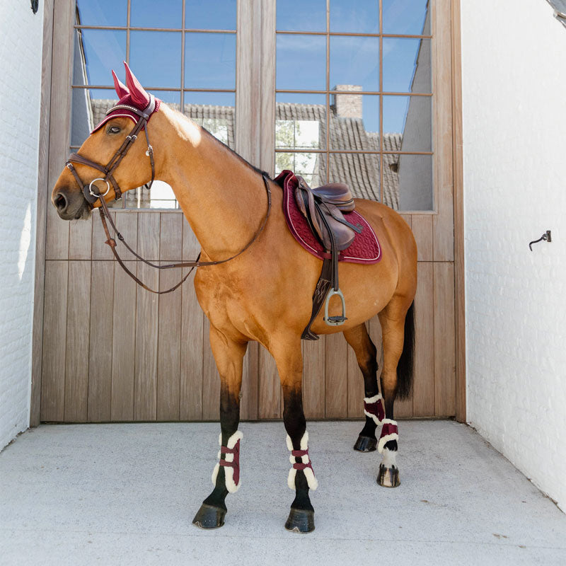 Kentucky Horsewear - Guêtres ouvertes mouton vegan Bamboo Elastic Velvet bordeaux | - Ohlala