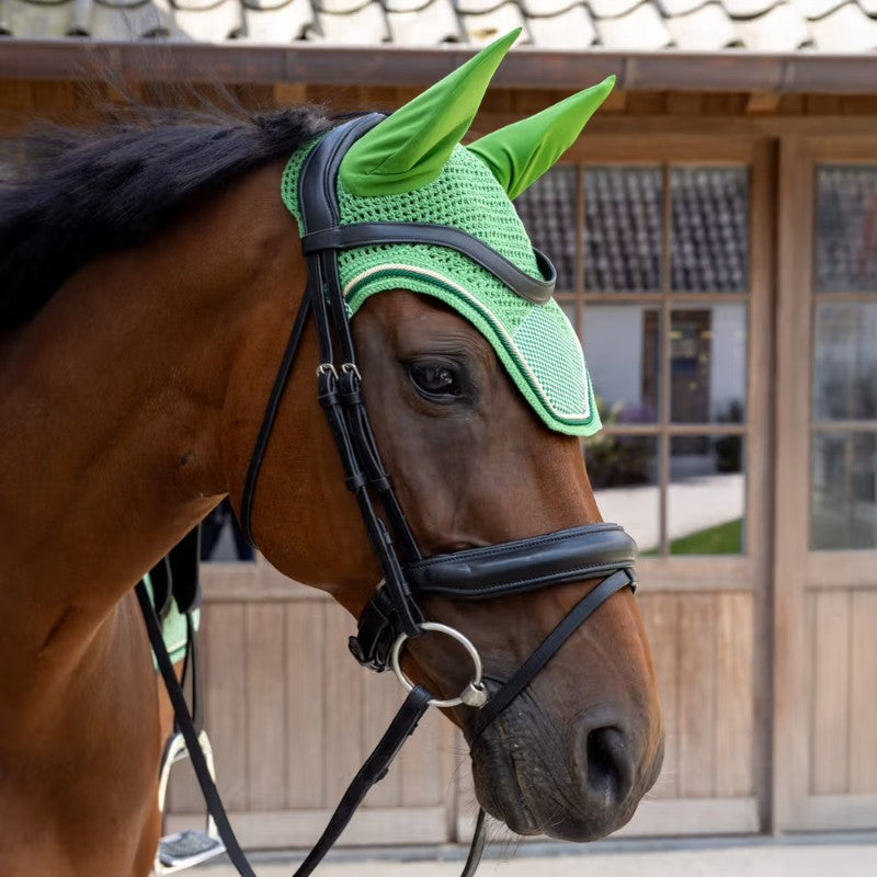 Kentucky Horsewear - Mütze für Pferde Wellington Samt Druck Schach grün 