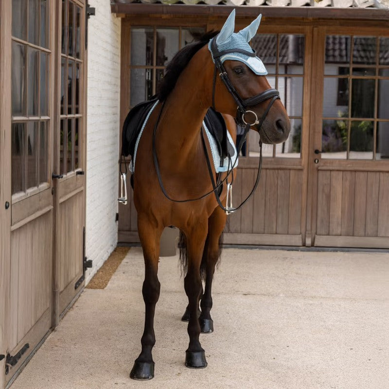 Kentucky Horsewear - Hoed voor paarden Wellington Velvet Print vlaggen lichtblauw 