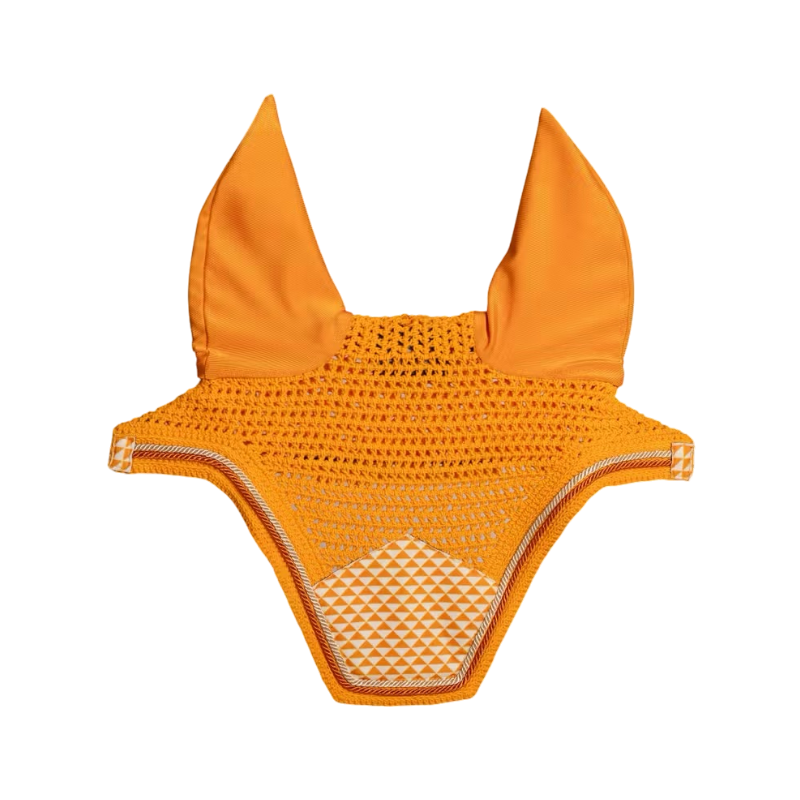 Kentucky Horsewear - Mütze für Pferde Wellington Samt Druckflaggen orange 