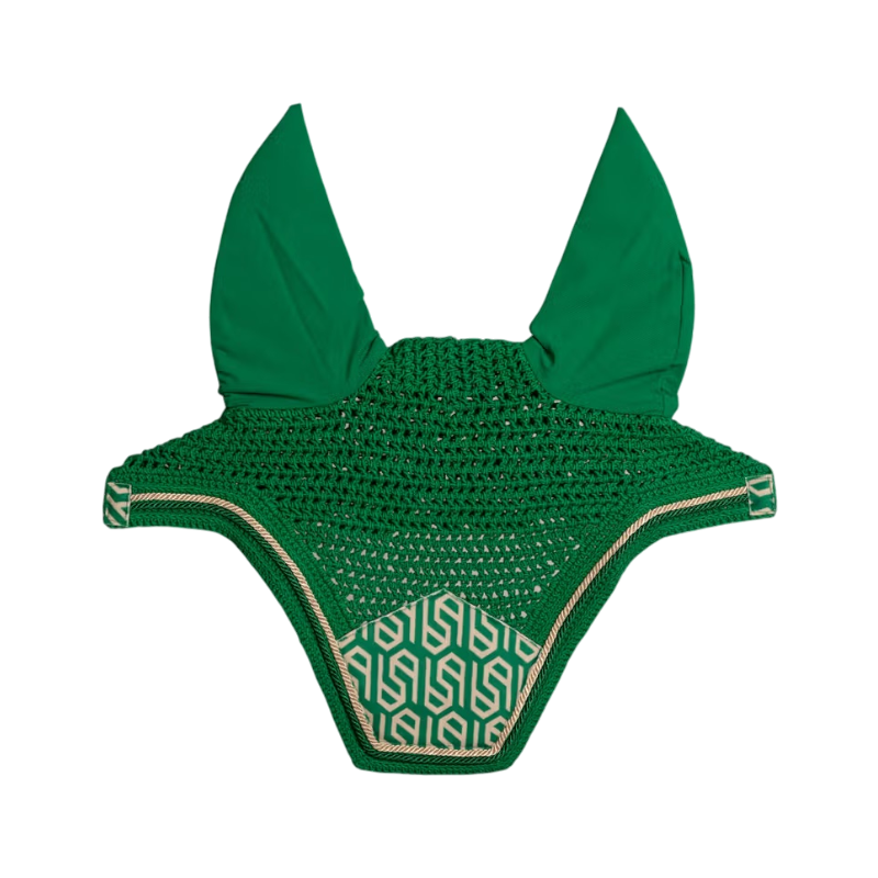 Kentucky Horsewear - Mütze für Pferde Wellington Samt Druck Labyrinth-Zifferngrün/ weiß 