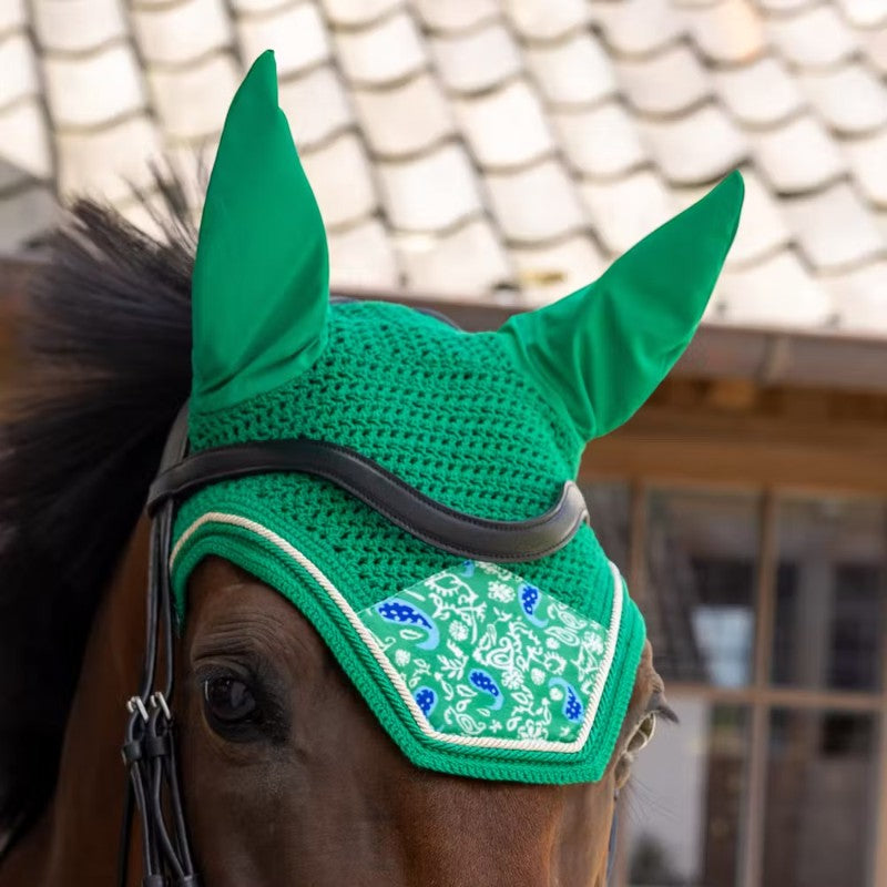 Kentucky Horsewear - Hat for horses Wellington Velvet Printing paisley garden green/navy 