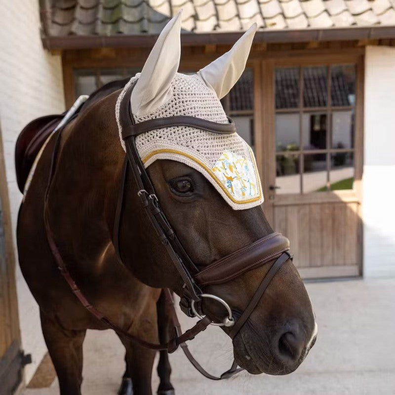 Kentucky Horsewear - Hoed voor paarden Wellington Velvet Printing lentebladeren fluistert bruin/ wit 