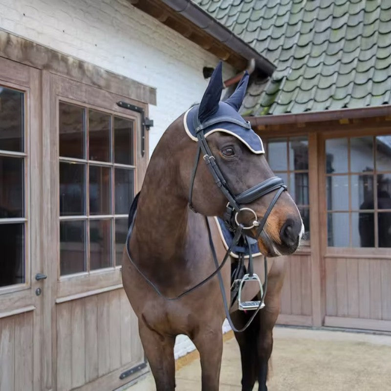 Kentucky Horsewear - Geluiddempende softshell cap voor paarden marine/ beige 
