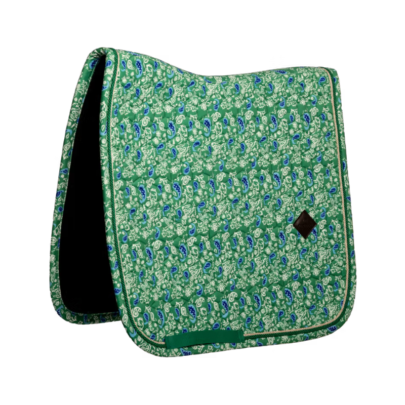 Kentucky Horsewear - Dressuurzadel Velvet Printing paisley tuin groen/ marine 