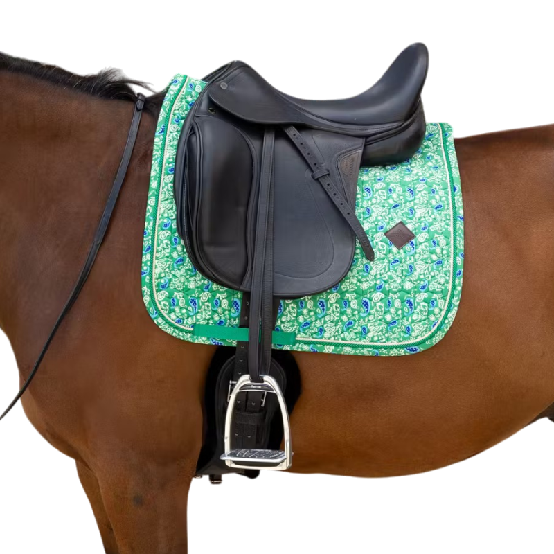 Kentucky Horsewear - Dressuurzadel Velvet Printing paisley tuin groen/ marine 