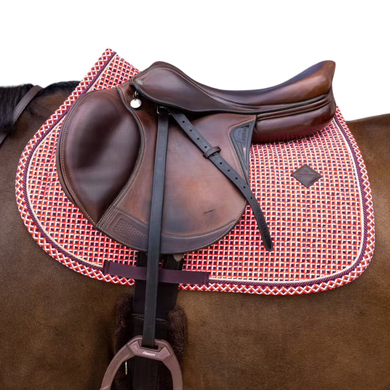 Kentucky Horsewear - Sattelunterlage Velvet Printing rot kariert 