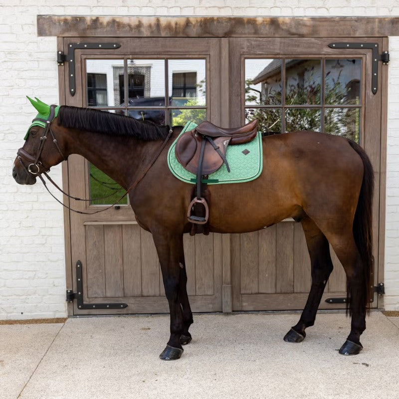 Kentucky Horsewear - Tapis de selle Velvet Printing chess vert