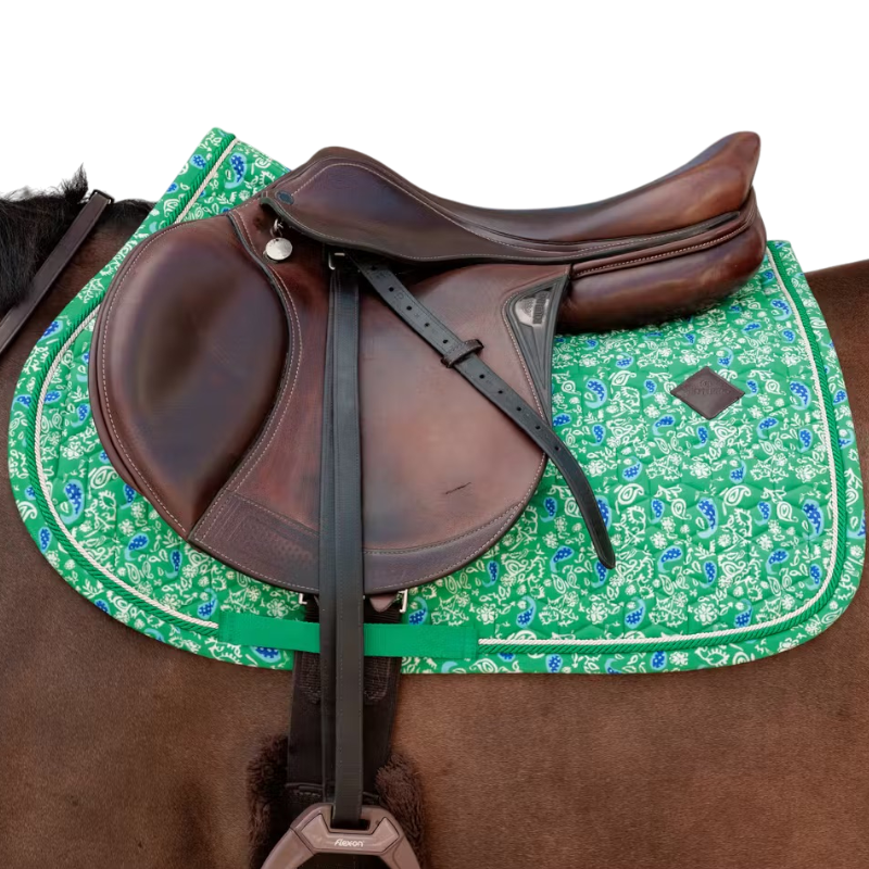 Kentucky Horsewear - Sattelunterlage Velvet Printing Paisley Garten grün/ marine 