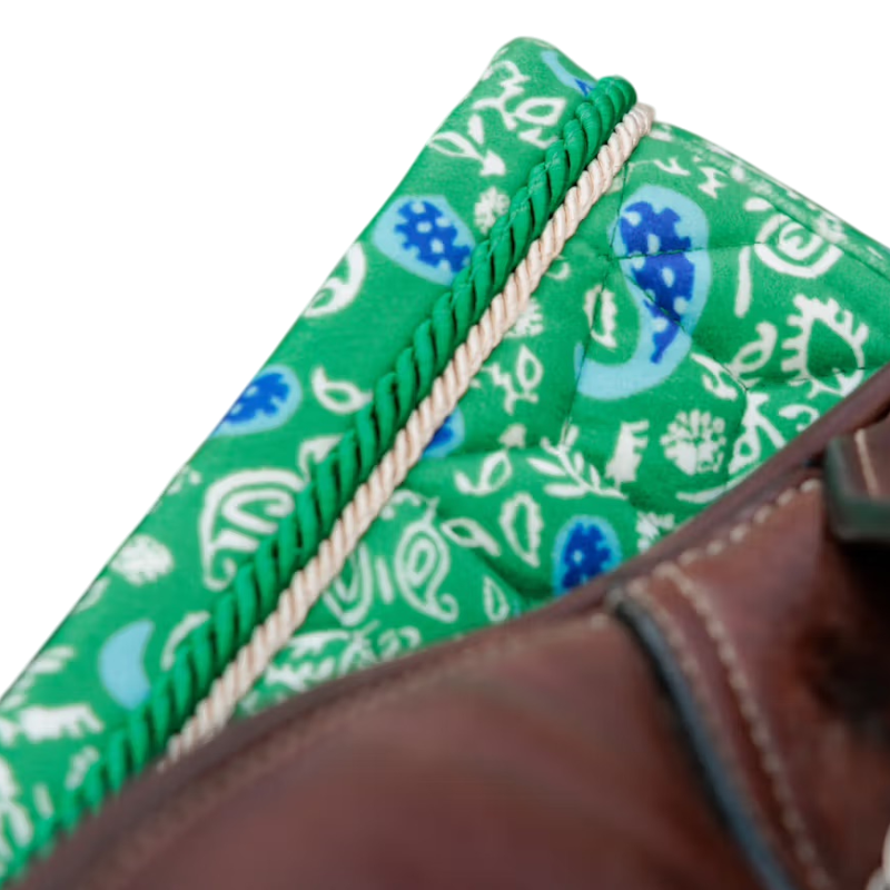 Kentucky Horsewear - Tapis de selle Velvet Printing paisley garden vert/ marine