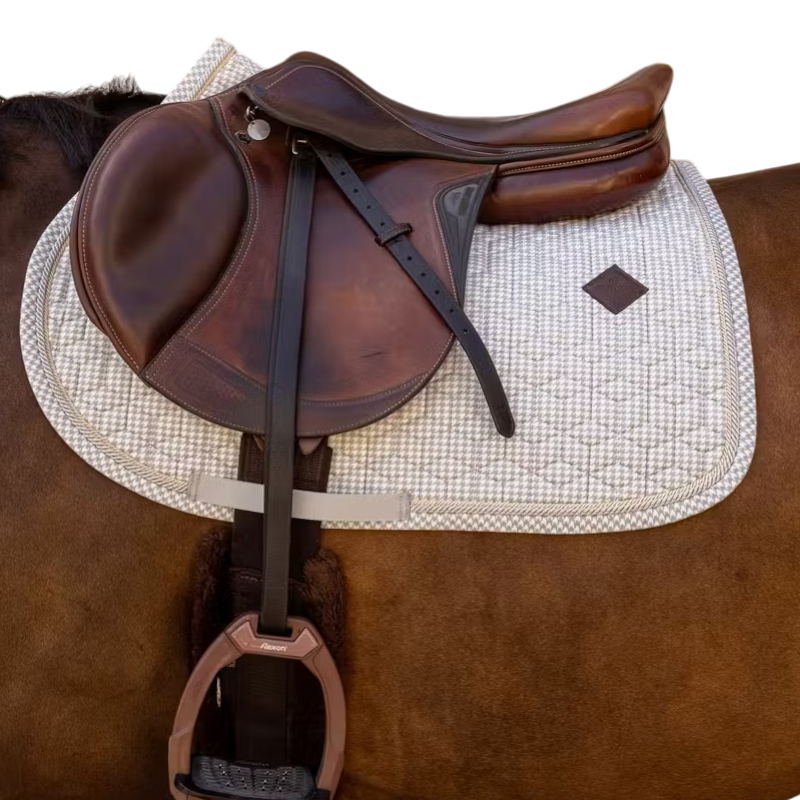 Kentucky Horsewear - Sattelunterlage Velvet Printing Hahnentritt grau/weiß 