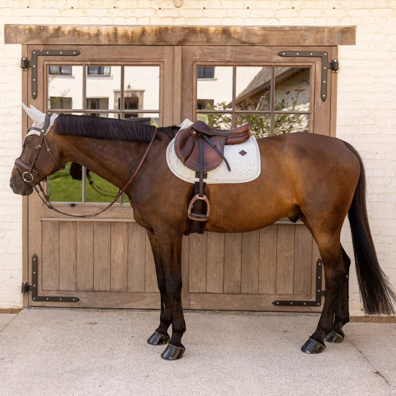 Kentucky Horsewear - Sattelunterlage Velvet Printing Hahnentritt grau/weiß 
