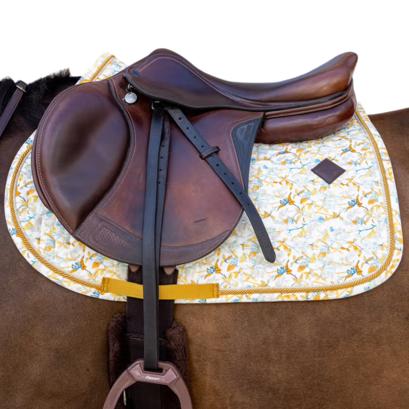 Kentucky Horsewear - Sattelunterlage Velvet Printing Frühlingsblätter flüstert braun/ weiß 