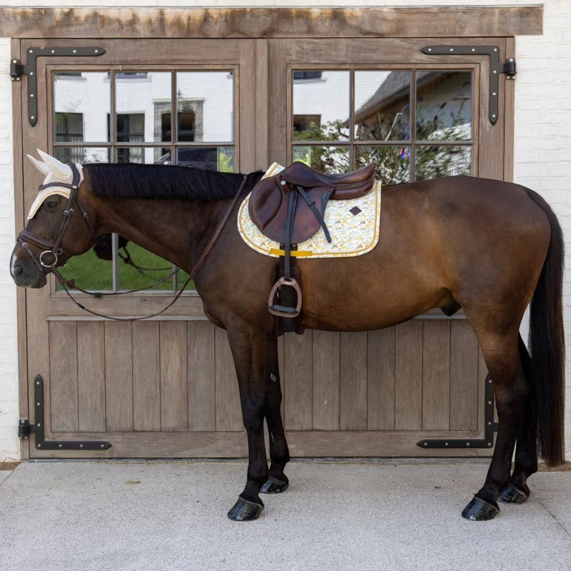 Kentucky Horsewear - Sattelunterlage Velvet Printing Frühlingsblätter flüstert braun/ weiß 