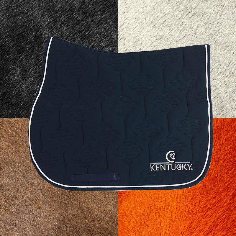 Kentucky Horsewear - Tapis de selle color edition cuir logo marine | - Ohlala