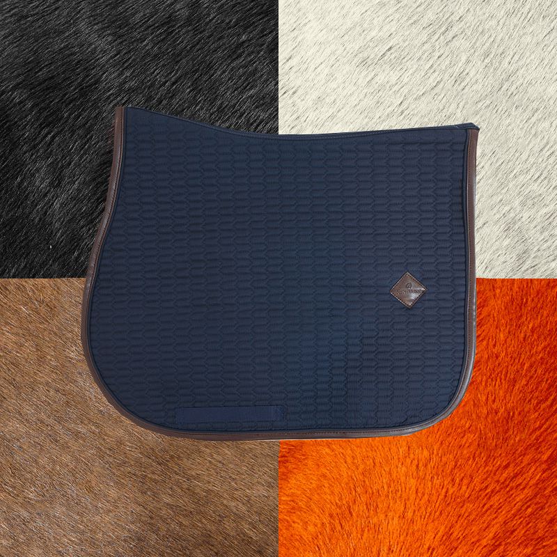 Kentucky Horsewear - Tapis de selle color edition cuir marine | - Ohlala